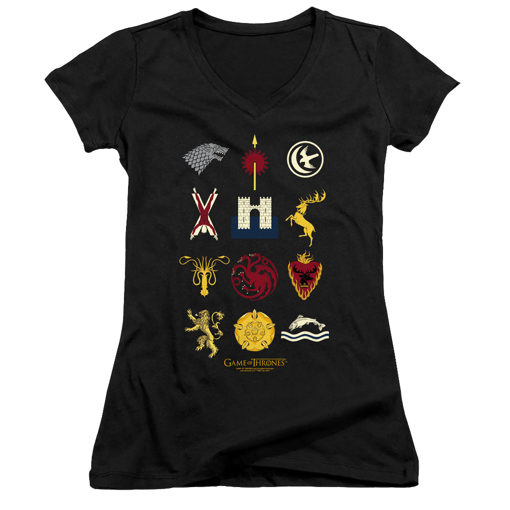 Game of Thrones House Sigils - Juniors V-Neck T-Shirt Juniors V-Neck T-Shirt Game of Thrones