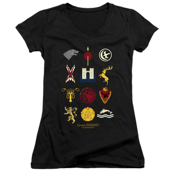 Game of Thrones House Sigils - Juniors V-Neck T-Shirt Juniors V-Neck T-Shirt Game of Thrones