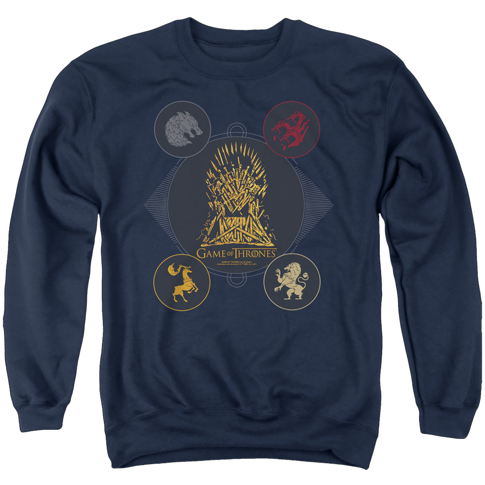 Game of Thrones 4 Houses 4 The Throne - Men's Crewneck Sweatshirt Men's Crewneck Sweatshirt Game of Thrones