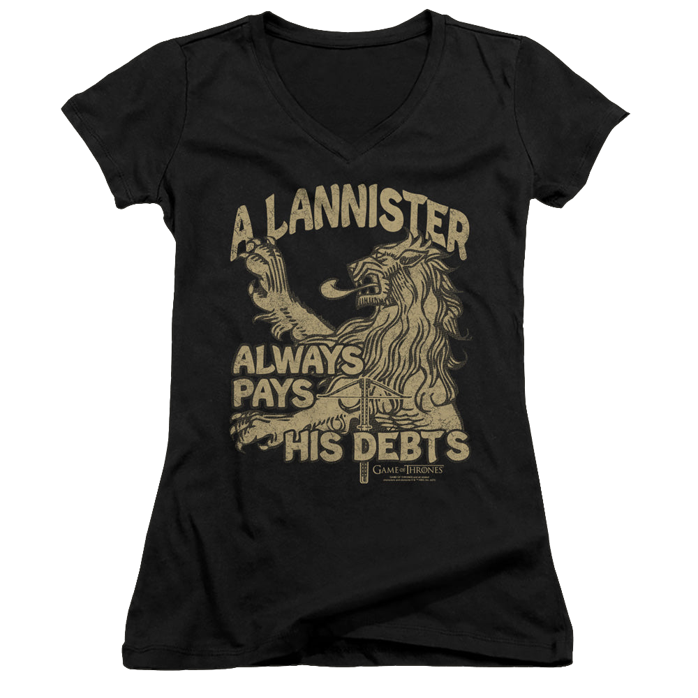 Game of Thrones Debts - Juniors V-Neck T-Shirt Juniors V-Neck T-Shirt Game of Thrones