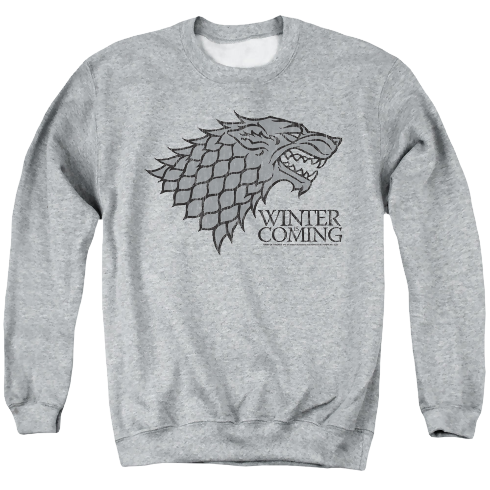 Game of Thrones Stark Winter Is Coming On Gray - Men's Crewneck Sweatshirt Men's Crewneck Sweatshirt Game of Thrones