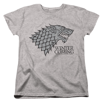 Athletic heather women's t-shirt with Game of Thrones Stark Winter Is Coming On Gray graphic