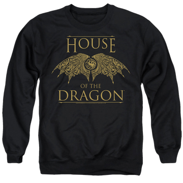 Black men's crewneck sweatshirt with House of the Dragon Dragon Wings graphic