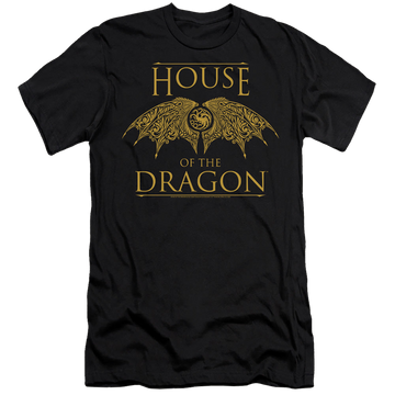 Black men's premium slim fit t-shirt with House of the Dragon Dragon Wings graphic