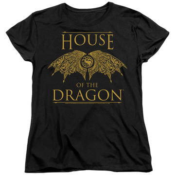 Black women's t-shirt with House of the Dragon Dragon Wings graphic