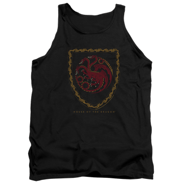 Black men's tank with House of the Dragon Dragon Shield Vintage Dark graphic