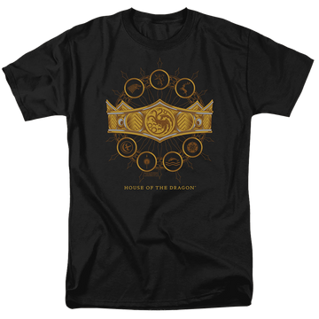 Black men's regular fit t-shirt with House of the Dragon Crown graphic