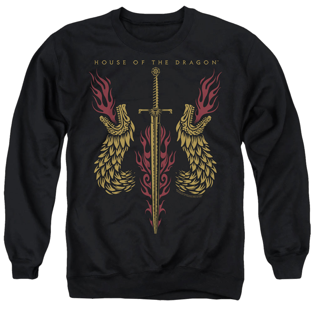 House of the Dragon Sword And Dragon Heads - Men's Crewneck Sweatshirt Men's Crewneck Sweatshirt House of the Dragon