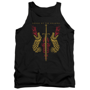 Black men's tank with House of the Dragon Sword And Dragon Heads graphic