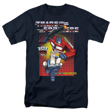 Navy men's regular fit t-shirt with Transformers Optimus Prime graphic