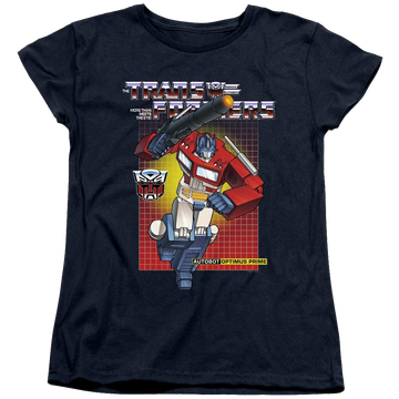 Navy women's t-shirt with Transformers Optimus Prime graphic