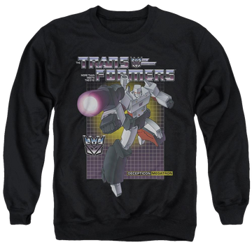 Black men's crewneck sweatshirt with Transformers Megatron graphic