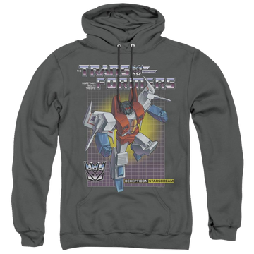 Charcoal pullover hoodie with Transformers Starscream graphic