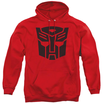 Red pullover hoodie with Transformers Autobot graphic