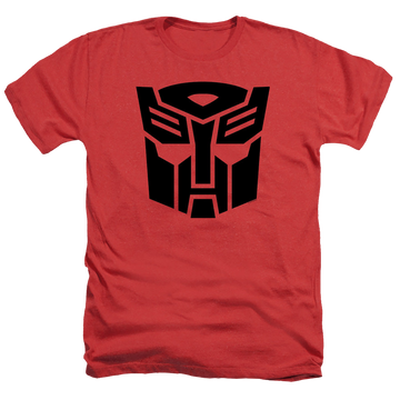 Red men's heather t-shirt with Transformers Autobot graphic