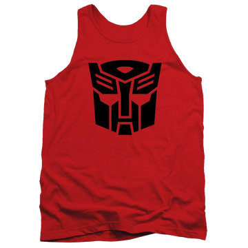 Red men's tank with Transformers Autobot graphic