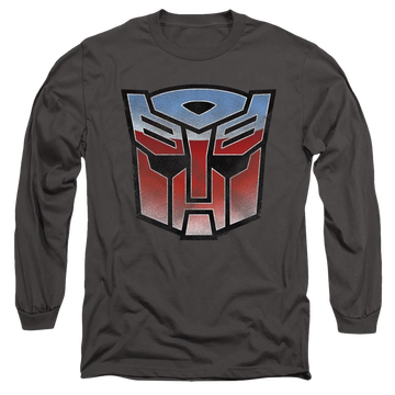 Charcoal men's long sleeve t-shirt with Transformers Vintage Autobot Logo graphic