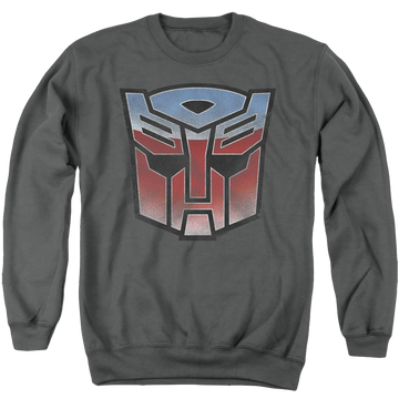 Charcoal men's crewneck sweatshirt with Transformers Vintage Autobot Logo graphic