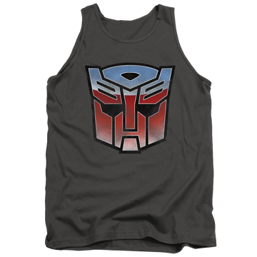 Charcoal men's tank with Transformers Vintage Autobot Logo graphic