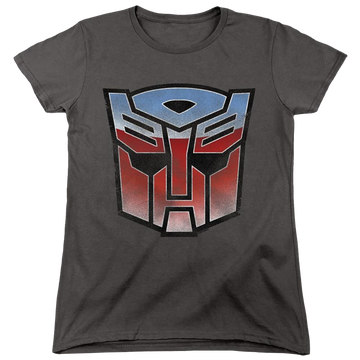 Charcoal women's t-shirt with Transformers Vintage Autobot Logo graphic