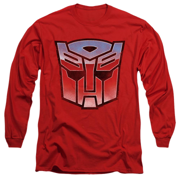Red men's long sleeve t-shirt with Transformers Vintage Autobot Logo graphic