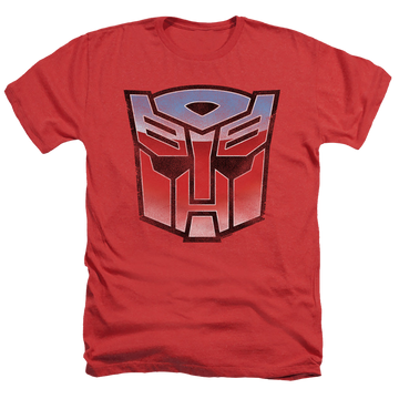 Red men's heather t-shirt with Transformers Vintage Autobot Logo graphic