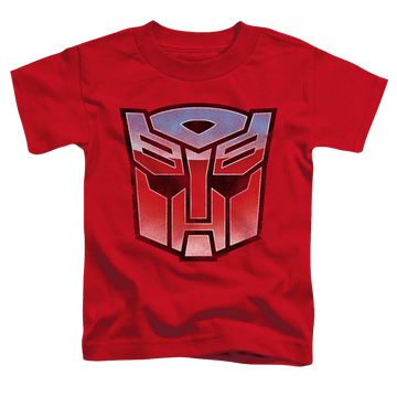 Red toddler t-shirt with Transformers Vintage Autobot Logo graphic