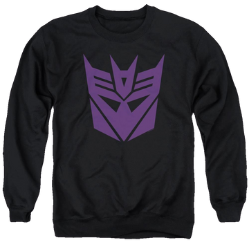 Black men's crewneck sweatshirt with Transformers Decepticon graphic