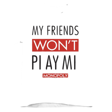White kid's t-shirt for ages 4 to 7 with Monopoly My Friends Won't Play Me graphic