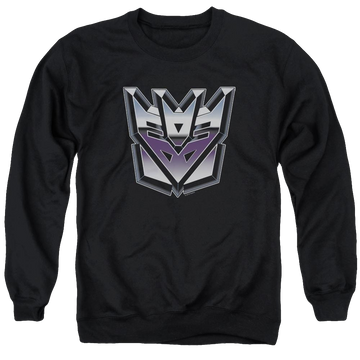 Black men's crewneck sweatshirt with Transformers Decepticon Airbrush Logo graphic