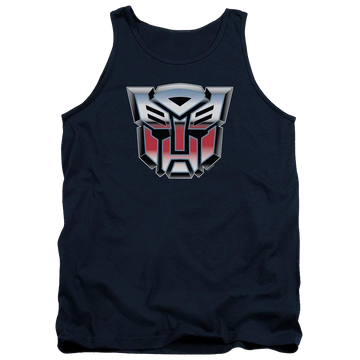 Navy men's tank with Transformers Autobot Airbrush Logo graphic