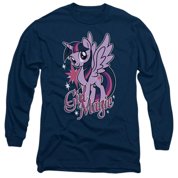 Navy men's long sleeve t-shirt with My Little Pony Friendship Is Magic Girl Magic graphic