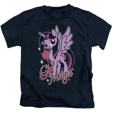 Navy kid's t-shirt for ages 4 to 7 with My Little Pony Friendship Is Magic Girl Magic graphic