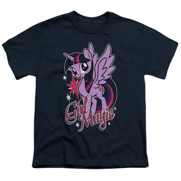 Navy youth t-shirt for ages 8 to 12 with My Little Pony Friendship Is Magic Girl Magic graphic