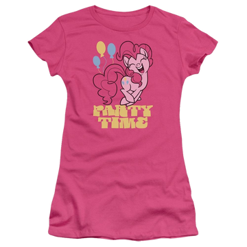 Hot pink juniors t-shirt with My Little Pony Friendship Is Magic Party Time graphic