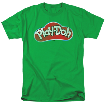 Kelly green men's regular fit t-shirt with Play-doh Lid graphic