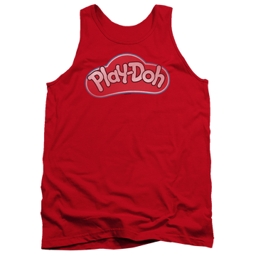 Red men's tank with Play-doh Lid graphic