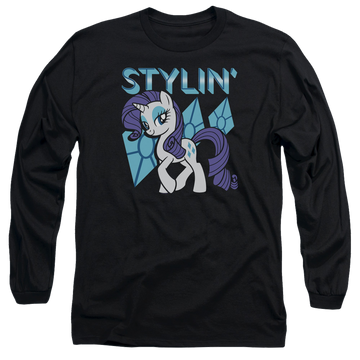 Black men's long sleeve t-shirt with My Little Pony Friendship Is Magic Stylin graphic