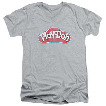 Athletic heather men's v-neck t-shirt with Play-doh Dohs graphic