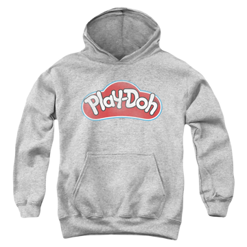 Athletic heather youth hoodie for ages 8 to 12 with Play-doh Dohs graphic