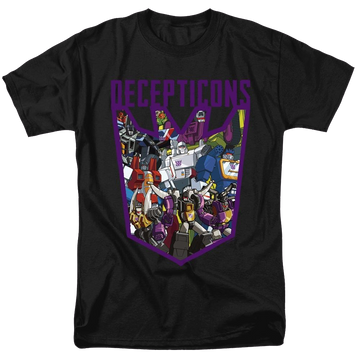 Black men's regular fit t-shirt with Transformers Decepticon Collage graphic