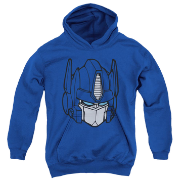 Royal youth hoodie for ages 8 to 12 with Transformers Optimus Head graphic