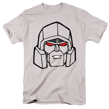 Silver men's regular fit t-shirt with Transformers Megatron Head graphic
