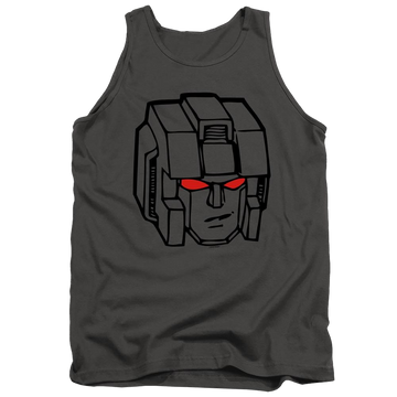 Charcoal men's tank with Transformers Starscream Head graphic