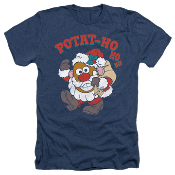 Navy men's heather t-shirt with Mr Potato Head Ho Ho graphic