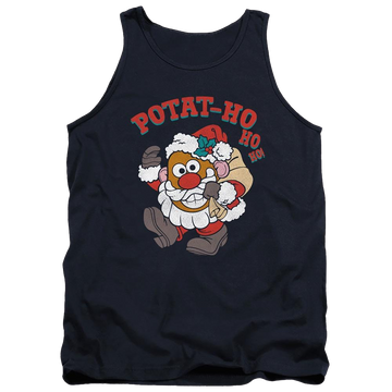 Navy men's tank with Mr Potato Head Ho Ho graphic