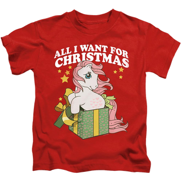 Red kid's t-shirt for ages 4 to 7 with My Little Pony Classic All I Want graphic