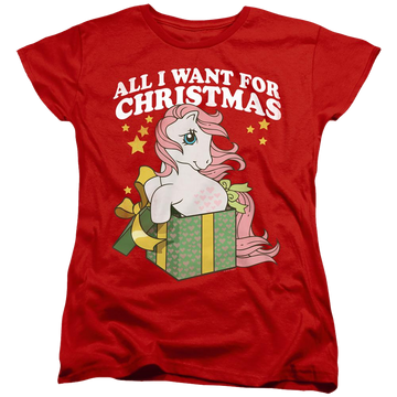 Red women's t-shirt with My Little Pony Classic All I Want graphic