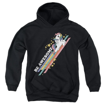 Black youth hoodie for ages 8 to 12 with My Little Pony Classic Be Awesome graphic