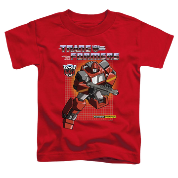 Red toddler t-shirt with Transformers Ironhide graphic